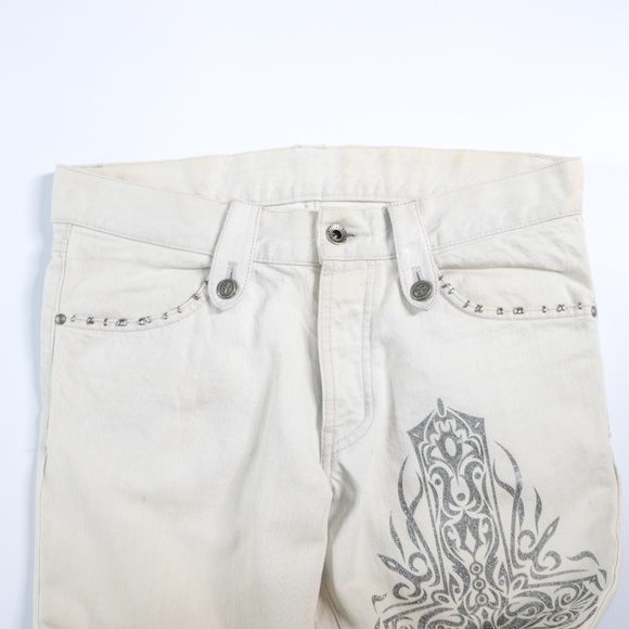 5351 pour les hommes white flared jeans with cross embroidery (Japan) - Picture 3 of 8